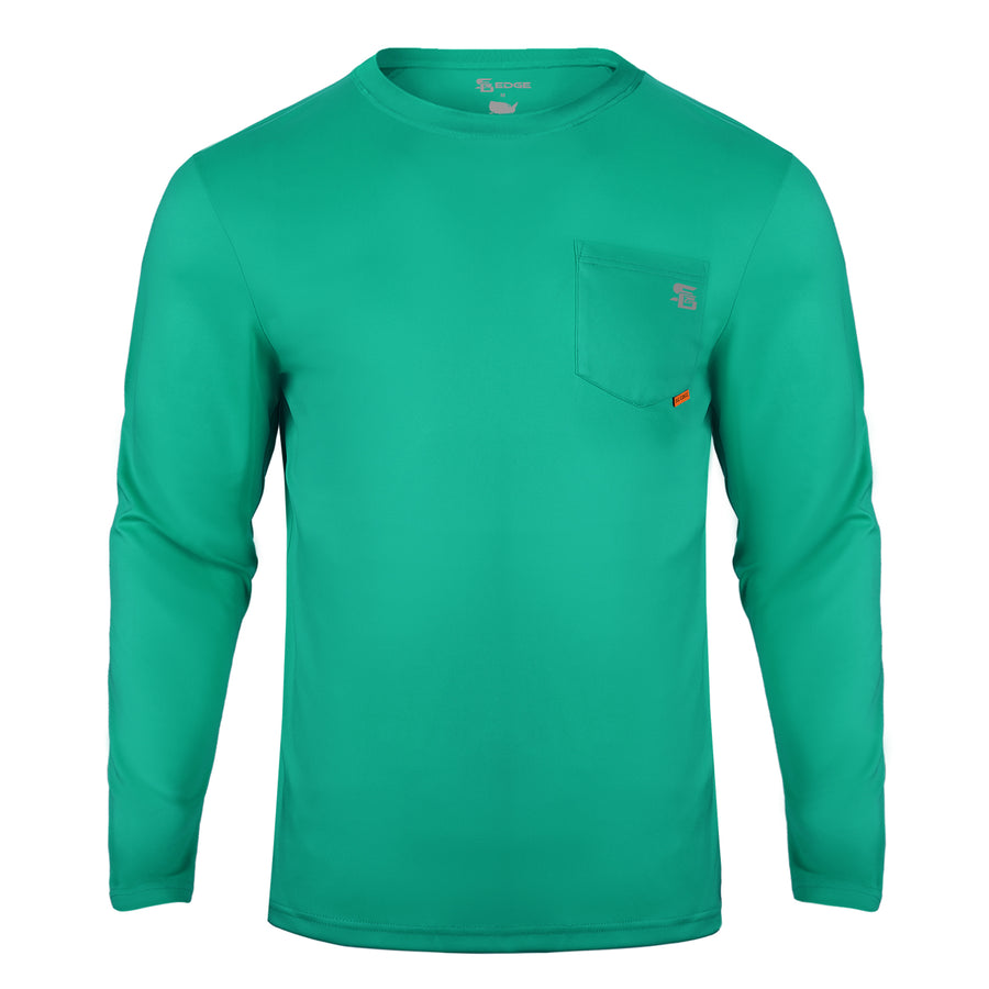 Men's Rash Guard Shirts UPF 50+ Moisture Wicking Long Sleeve Chest Pocket More Colors