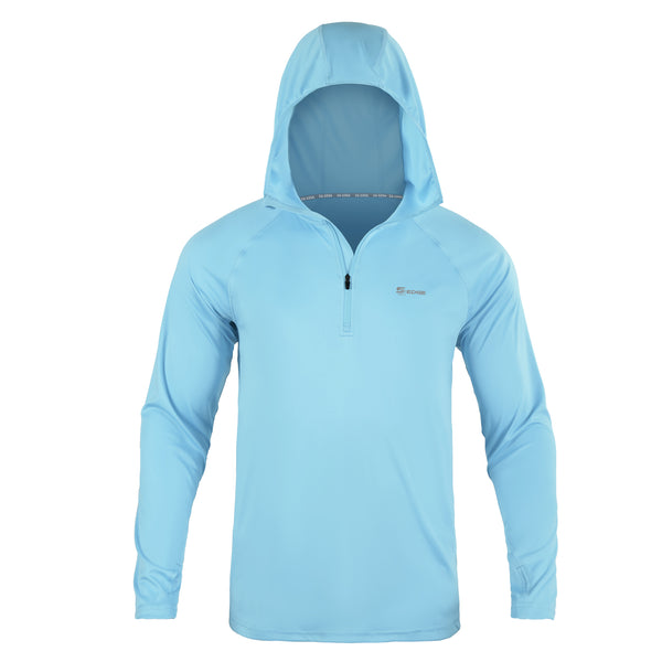 Men's 1/4 Zip Long Sleeve Rash Guard Hoodie Quick-Dry UPF 50+ Fishing Hiking and Water Sports