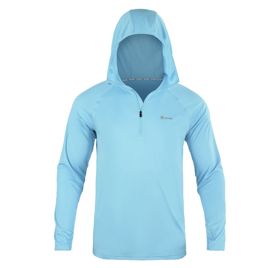 Men's 1/4 Zip Long Sleeve Rash Guard Hoodie Quick-Dry UPF 50+ Fishing Hiking and Water Sports