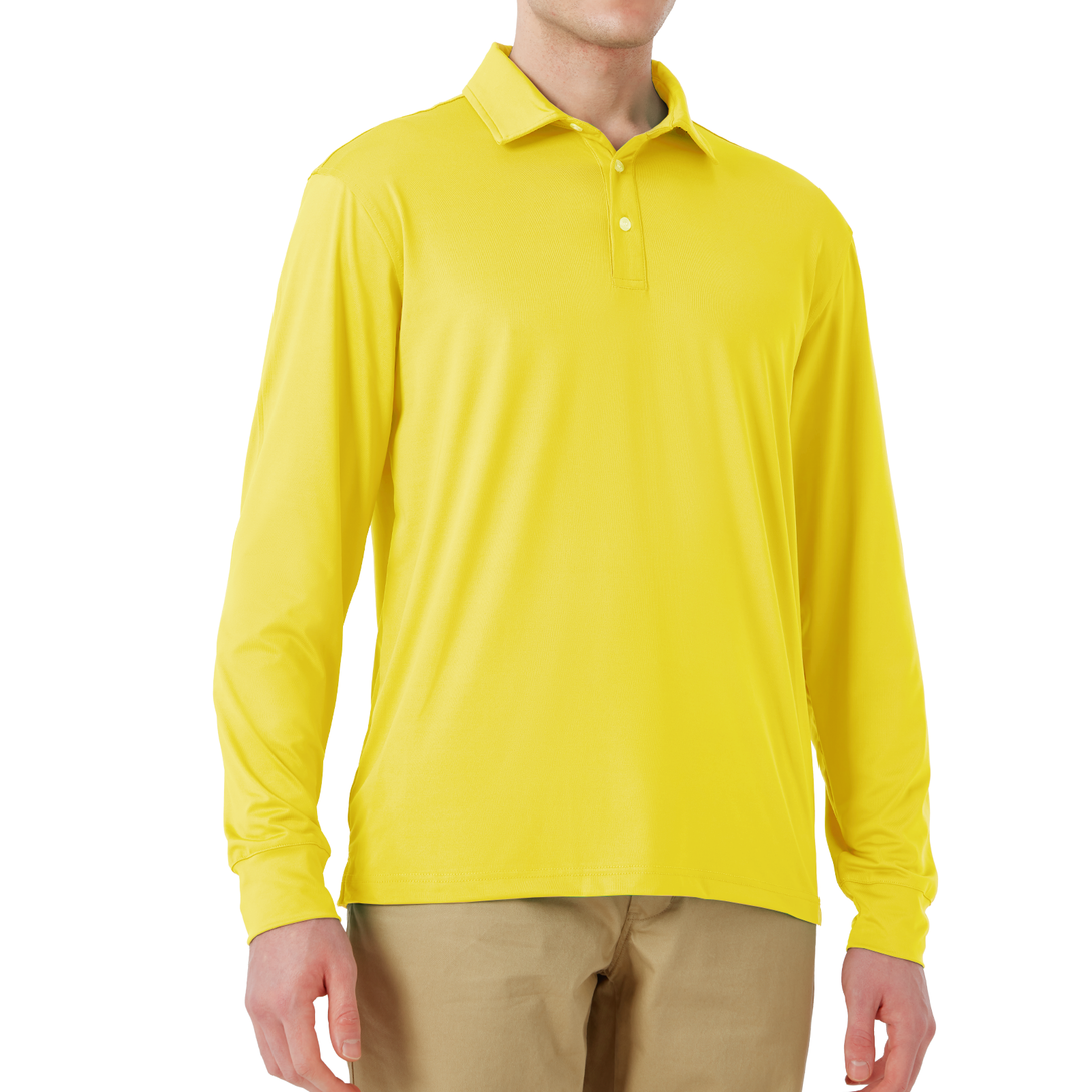 PEASKJP Men's Classic Polo Shirt Long Sleeve Golf Shirts Lightweight UPF  50+ Sun Protection Cool Shirts for Men Work Fishing Outdoor,Black S 