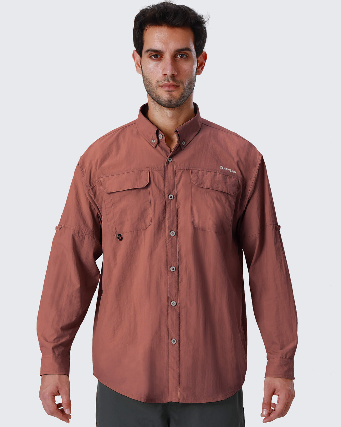 NAVISKIN Men's Sun Protection Fishing Shirts UPF 50+ Long Sleeve Sun Shirts  for Men PFG Hiking Travel Shirts Grey Size L - ShopStyle T-shirts