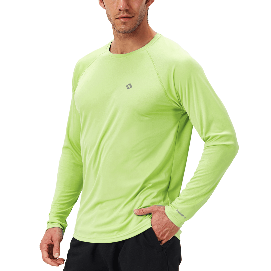 NAVISKIN Men's UPF 50+ Sun Protection Clothing Hiking Fishing Shirt Lightweight Quick Dry SPF Outdoor Long Sleeve Shirt, Khaki / X-Large