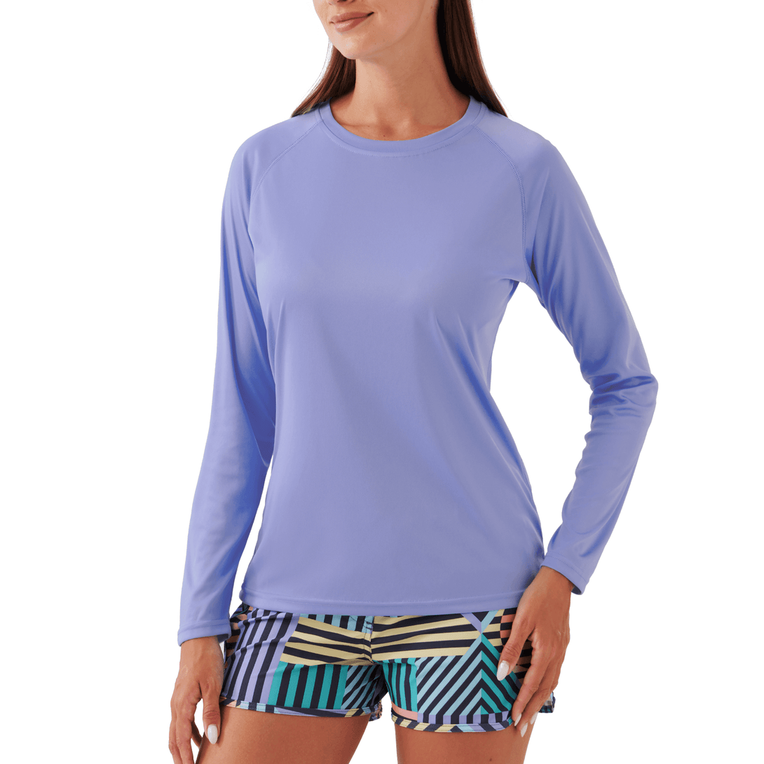 NAVISKIN Women's UPF 50+ Sun Protection Long Sleeve Shirts SPF Quick Dry Lightweight Hiking Shirts Rash Guard Swim Shirt, Persian Violet / Small