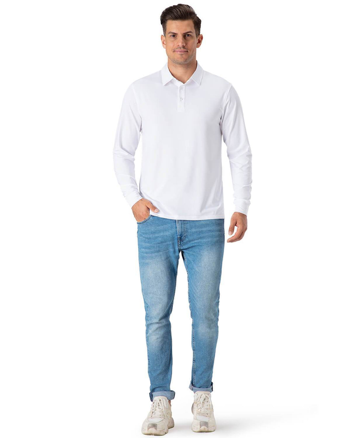 NAVISKIN Men's Polo Shirts UPF 50+ Sun Protection Long Sleeve  Moisture Wicking Polo Shirts Quick Dry Golf Shirts Bijou Blue Size S :  Clothing, Shoes & Jewelry