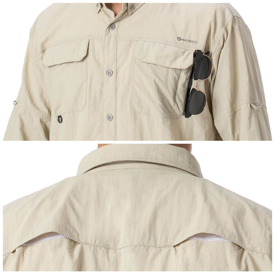 NAVISKIN Men's Sun Protection Fishing Shirts UPF 50+ Long Sleeve