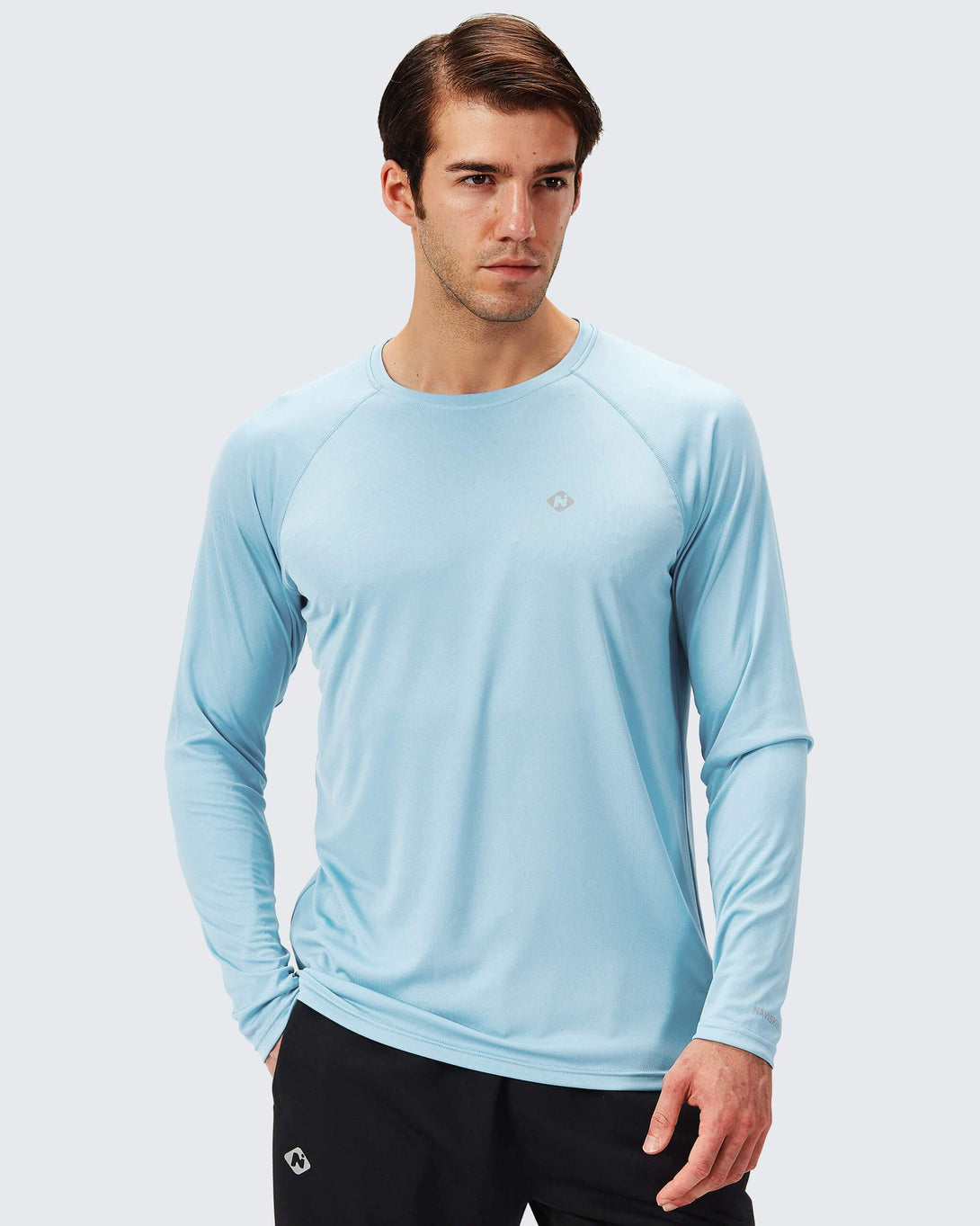 NAVISKIN Men's Quick Dry UPF 50+ Sun Protection Long Sleeve Fishing Tshirt Lightweight Hiking Shirts Rash Guard Swim Shirt, Grey / Large